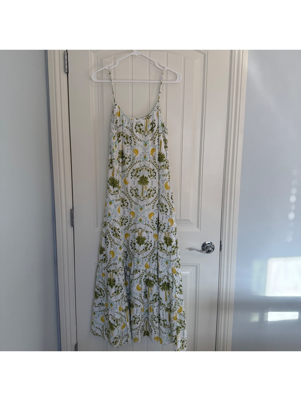 NWT Calypso St. Barth White & Green Floral Linen Summer Dress Size Medium - Picture 2 of 13